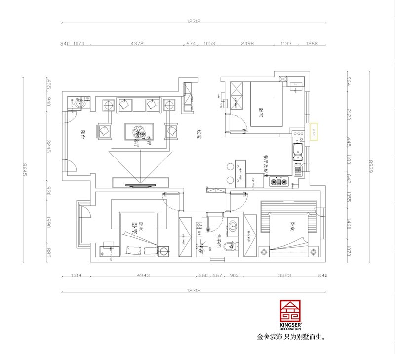 麗景藍灣114㎡三室兩廳一衛(wèi)戶型解析