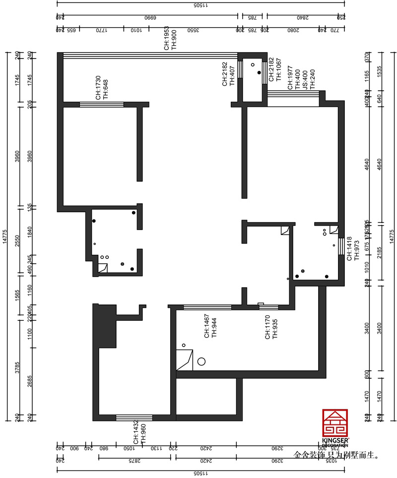 龍湖九里晴川130㎡上躍裝修原始戶型圖