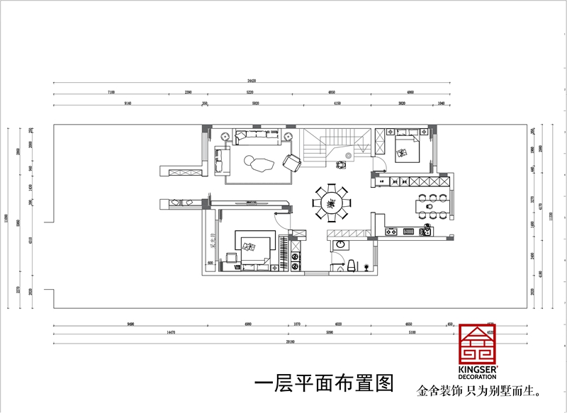 金碧天下334㎡別墅戶型一層平面布置圖