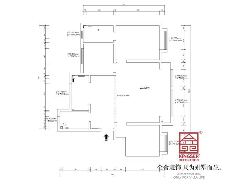 天保意境雅居三室兩衛(wèi)戶型原始平面圖