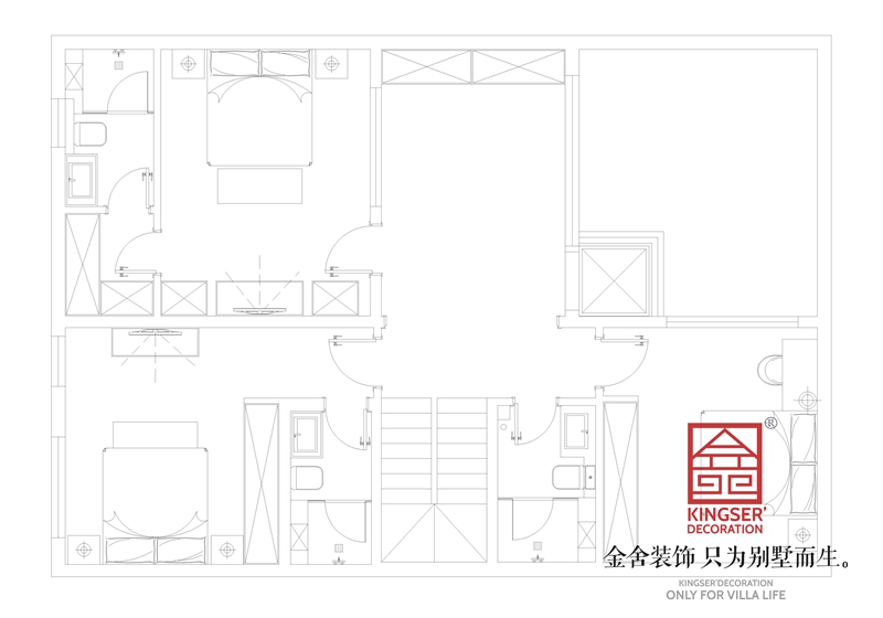 正定開元府260平別墅裝修戶型一層平面布置圖