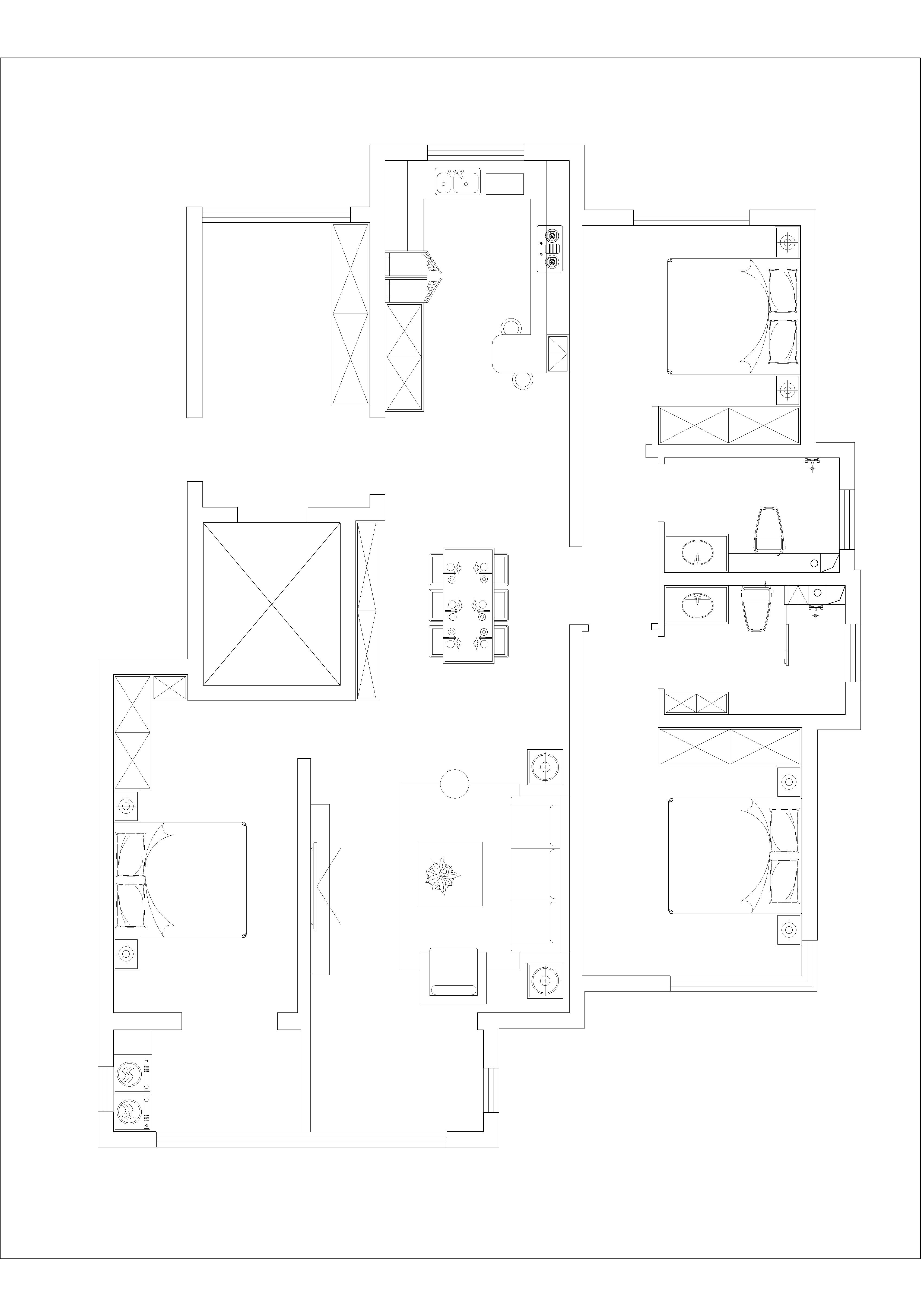 國仕山146平米現代輕奢風格三居室戶型解析